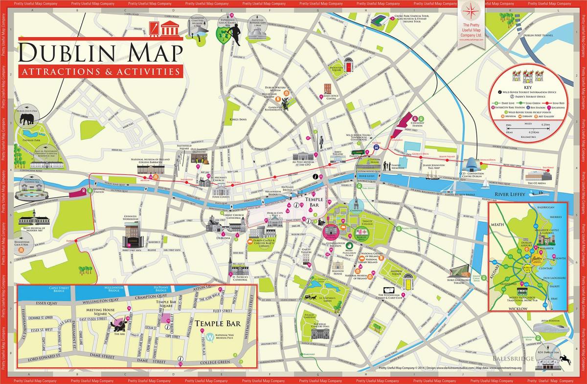 डबलिन शहर के केंद्र के नक्शे
