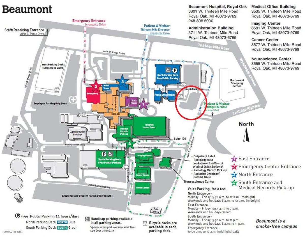 नक्शे के Beaumont अस्पताल