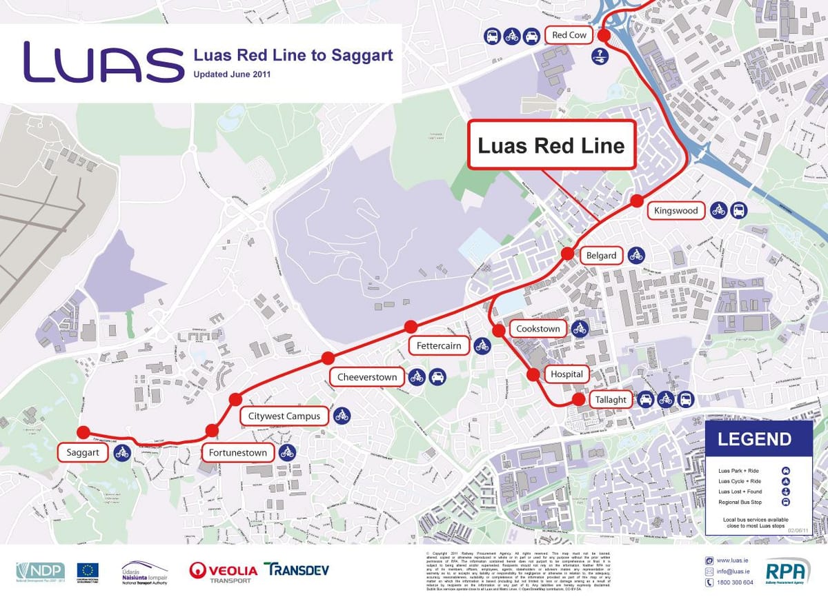 डबलिन Luas का नक्शा