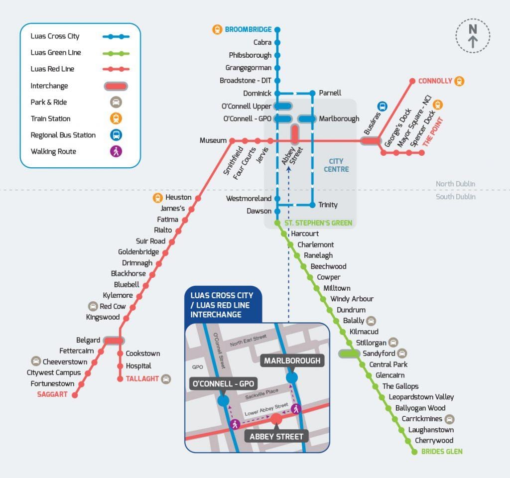 Luas क्रॉस शहर के मार्ग का नक्शा