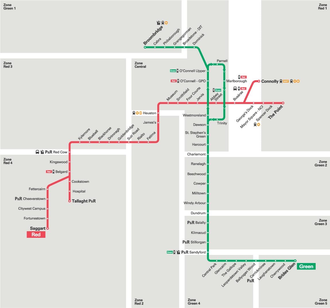 नक्शे के Luas हरे रंग की लाइन
