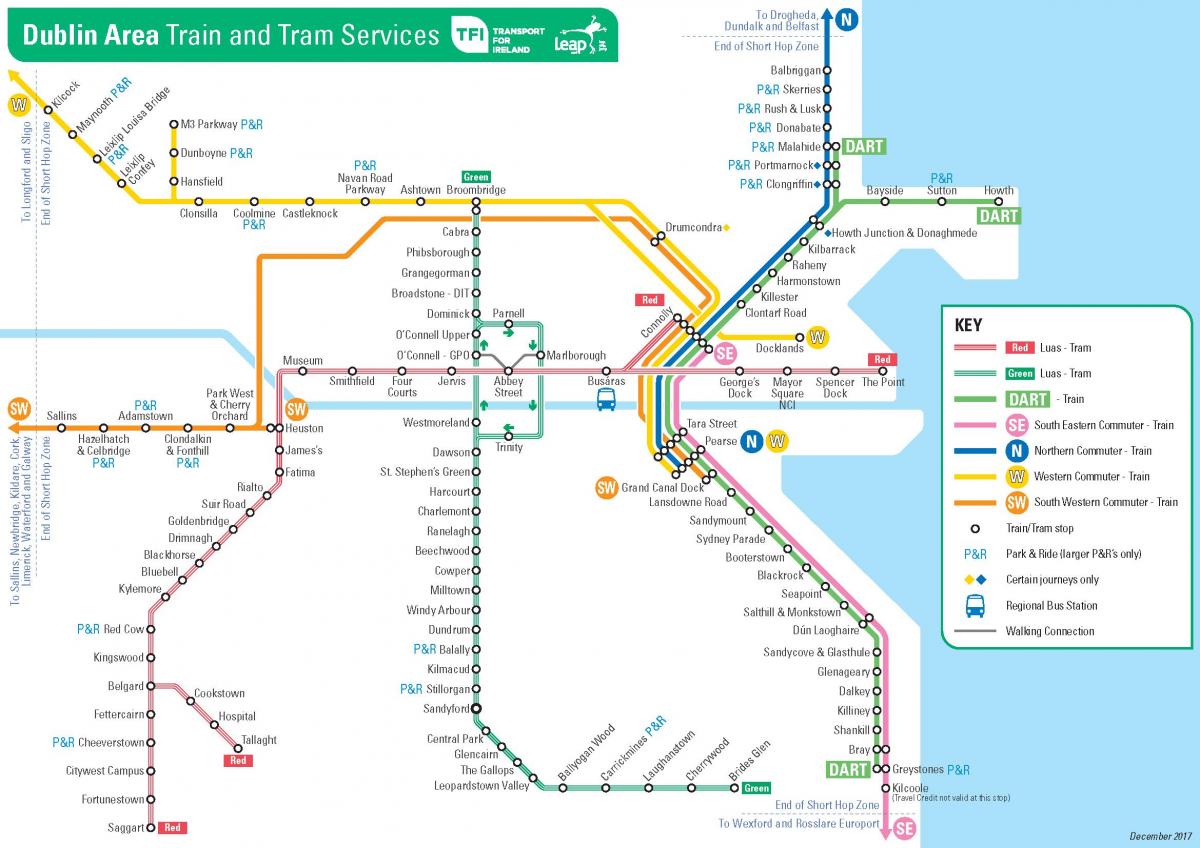 डबलिन में सार्वजनिक परिवहन के नक्शे