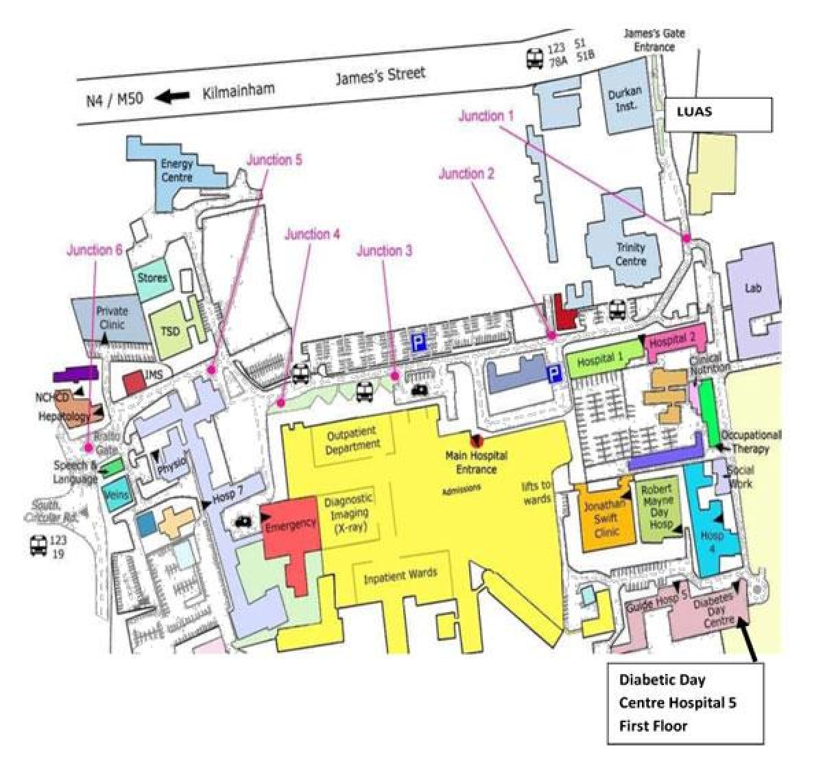 सेंट जेम्स के अस्पताल डबलिन नक्शा