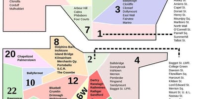 डबलिन क्षेत्र कोड का नक्शा